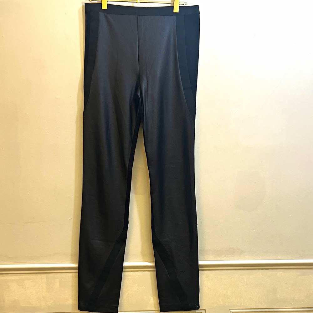 BCBGMAXAZRIA LANDYN Women's Black Solid Ankle Leggings Stretch Elastic Waist M